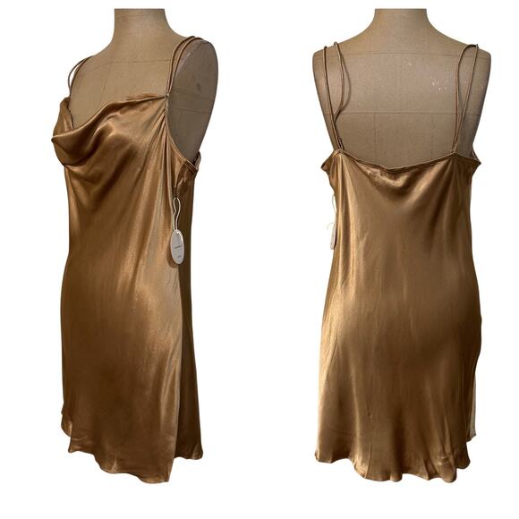 Camila Coelho Mini Slip Dress Adora Toffee Brown size Large New - Picture 4 of 5
